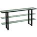 Cortesi Home Rozo Contemporary Three Tier Glass Console Table with Black Metal Frame