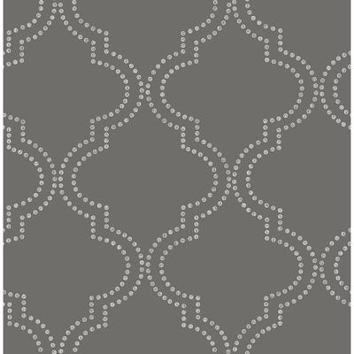 Tetra Charcoal Quatrefoil Wallpaper - 20.5in x 396in x 0.025in