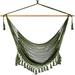 Hammock Chair Super Large Hanging Chair Soft-Spun Cotton Rope Weaving Chair, Hardwood Spreader Bar Wide Seat Lace Swing Chair