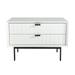 2 Drawers Wooden Nightstand with Metal Bar Pulls, White and Black