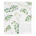 Floral Leaf Girl Baby Receiving Security Swaddle Blanket - Green White Boho Watercolor Botanical Woodland Tropical Garden