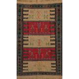 Tribal Sumak Kilim Persian Area Rug Wool Flat-Weave Foyer Carpet - 3'5" x 5'10"