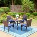 Patio Dining Sets Includes 37" Square Metal Bistro Table with 1.57" Umbrella Hole and 4 Rattan Chairs
