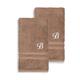 Authentic Hotel and Spa Omni Turkish Cotton Terry Set of 2 Latte Brown Hand Towels with White Script Monogrammed Initial