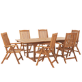 Gartenmöbel Set Hellbraun Akazienholz 6-Sitzer ausziehbarer rechteckiger Tisch Rustikal Landhaus Stil Outdoor