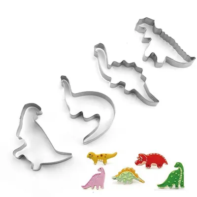 Ensemble de 4 moules à biscuits en forme de dinosaure en acier inoxydable mignons moules à
