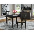 East West Furniture Butterfly Leaf Solid Wood Dining Set Wood/Upholstered in Black/Brown | 29 H in | Wayfair NONI3-BLK-C