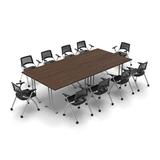 TeamWORK Tables 10 Person Conference Meeting Tables w/ 10 Chairs Complete Set Wood/Steel in Brown/Gray | 30 H x 120 W x 60 D in | Wayfair 7360