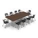 TeamWORK Tables 10 Person Conference Meeting Tables w/ 10 Chairs Complete Set Wood/Steel in Brown/Gray | 30 H x 120 W x 60 D in | Wayfair 7360