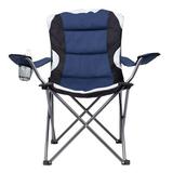 Arlmont & Co. Rolesville Folding Camping Chair w/ Cushion Metal in Blue | 39.5 H x 36 W x 22 D in | Wayfair 30136FF822D346B5AB0E5AD30A5388BA