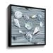 Highland Dunes Seashells on Gray Wooden Deck Beach House by Irina Sztukowski - Painting Print on Canvas in Blue/Gray | 24 H x 24 W x 2 D in | Wayfair