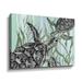 Bay Isle Home™ Two Sea Turtles w/ Green Seaweed Swimming by Irina Sztukowski - Painting Print on Canvas in Gray/Green | 14 H x 18 W x 2 D in | Wayfair