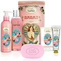 Women Bath Set: 1 Shower Gel/Bath Foam 250ml + 1 Body Moisturiser 200ml + 1 organic Oils Soap 100g + 1 Hand Cream 25ml / Cherry Blossom/Gifts For Mum, Pamper Sets For Women Gifts, Gift Set Women