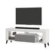 Selsey HugoB – TV-Lowboard, modernes TV-Sideboard mit Füßen und Glaseinlegeböden, 140 cm (Weiß Matt/Grau Glanz, ohne LED)