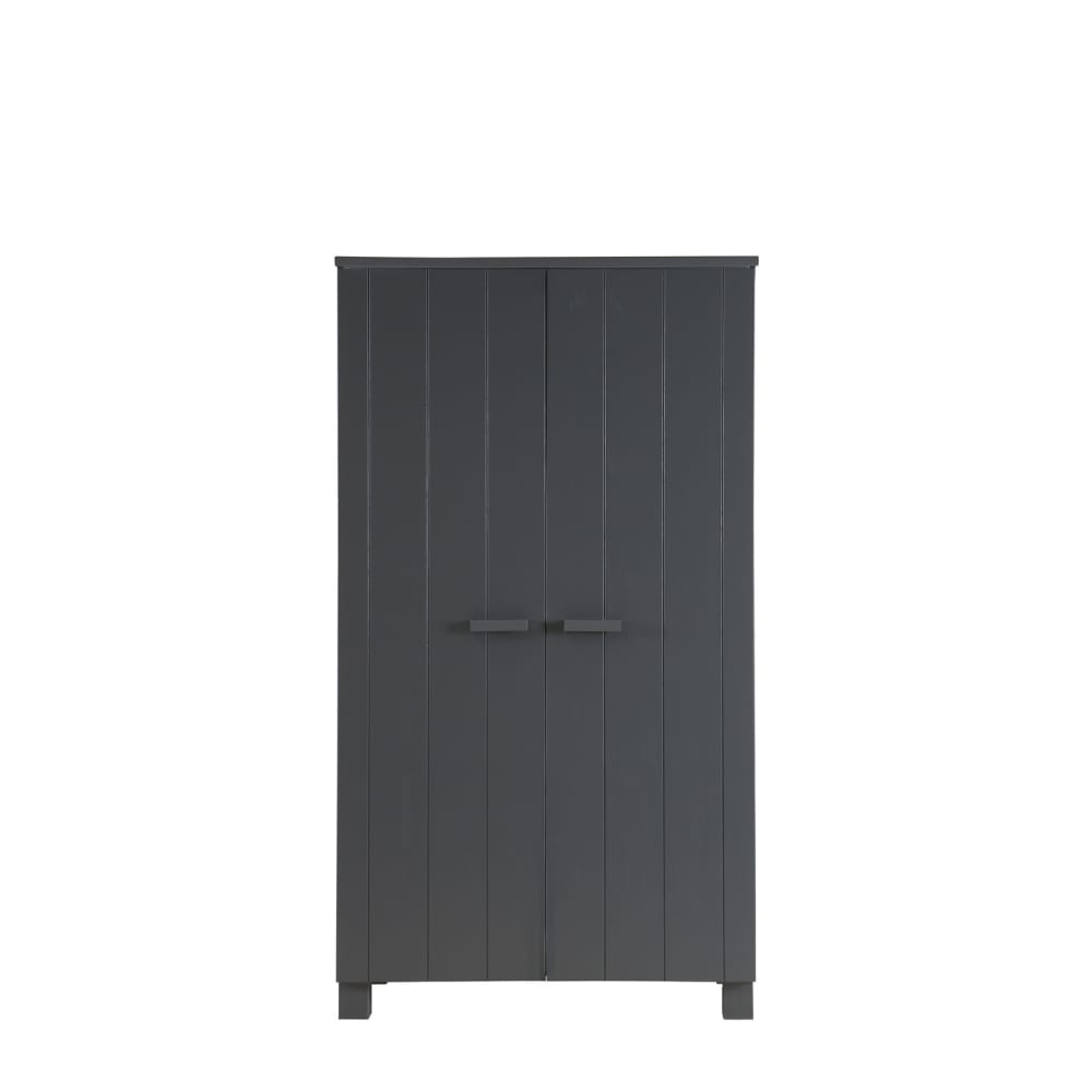 Armoire 2 portes et 5 étagères en bois anthracite