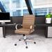 Benmar Mid-Back Swivel Leather Office Chair in Steel Base by LeisureMod