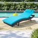 Suncrown Outdoor Wicker Adjustable Cushioned Reclining Chaise Lounge Chair