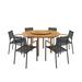7-piece Wood Lazy Susan Dining Set with Aluminum Chairs