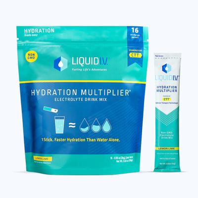 Liquid I.V. Lemon Lime Powdered Hydration Multiplier (16 pack) - Powdered Electrolyte Drink Mix Packets