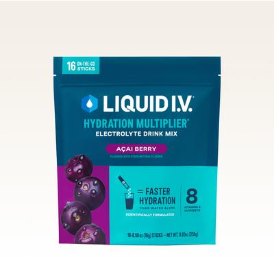 Liquid I.V. Acai Berry Powdered Hydration Multiplier (16 pack) - Powdered Electrolyte Drink Mix Packets