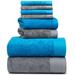 AllModern Doncia 8 Piece Towel Set Terry Cloth/100% Cotton in Gray/Blue/Black | 30 W in | Wayfair 42E0A734F5B847319D79404953A2C22C