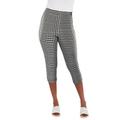 Plus Size Women's Everyday Capri Legging by Jessica London in Ivory Houndstooth (Size 22/24)