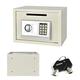 Electronic Safe with Digital Keypad and Emergency Overide key, 16L Safebox For Home, Front Loading Coin Slot Cabinet Safes Furniture Safe, Wall And Floor Fixing, 35x25x25cm, White