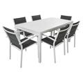 Set Tavolo e 6 Sedie da Giardino in Alluminio e Textilene Bianco e Grigio Antracite