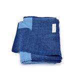 Work of Artisans Wool Woven Baby Blanket - Baby Blue w/ Navy Blue Stripes