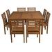 Eucalyptus 9-Piece Outdoor Dining Set Armless Square Patio Furniture