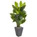 Nearly Natural Real Touch Spathyfillum Grey Stone Planter 63-inch Artificial Plant