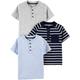 Simple Joys by Carter's Baby-Jungen 3-Pack Short-Sleeve Tee T-Shirt, Blau Heide/Grau Meliert Punkte/Marineblau Streifen, 18 Monate (3er Pack)