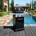 Permasteel 2-Burner Compact Propane Gas Grill w/ Foldable Side Tables & Grilling Tool Hooks Cast Iron/Steel in Black | Wayfair PG-40201-BK