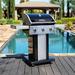 Perma 3-Burner Compact Propane Gas Grill w/ Foldable Side Tables & Grilling Tool Hooks Cast Iron/ in Black | 45.1 H x 51.2 W x 24.1 D in | Wayfair