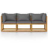 Latitude Run® 3-Seater Patio Sofa w/ Cushion Solid Acacia Wood Wood/Natural Hardwoods in Gray | 23.6 H x 26.8 W x 27.6 D in | Wayfair