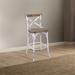 Rosalind Wheeler Zaire Bar Chair w/ "X" Style Backrest(1Pc) In Antique & Antique Oak Wood in White | 43 H x 16 W x 17 D in | Wayfair