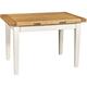 Table à rallonge champêtre en bois massif de tilleul avec structure antique blanche et plateau en