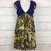 Free People Dresses | Free People Ruffled Lace & Velvet Floral Dress | Color: Blue/Gold | Size: M