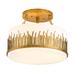 Everly Quinn Rockingham Semi-Flush Light In Gold Glass in Yellow | 11.5 H x 15 W x 15 D in | Wayfair 08390C6E71BA4DDFBD4E5B2A9860E6FE