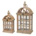 "Lantern (Set of 2) 7.5""L x 14.75""H, 10.25""L x 21.5""H Wood/Glass - Melrose International 82571DS"