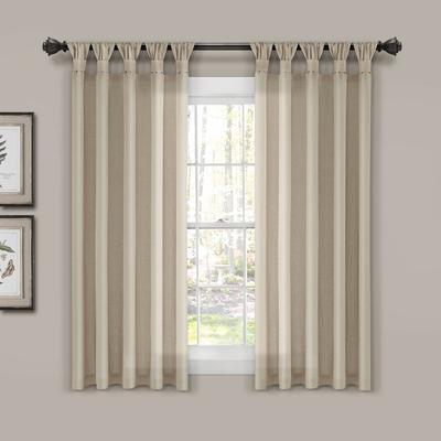 Burlap Knotted Tab Top Window Curtain Panels Dark Linen 45X63 Set - Lush Decor 16T007593