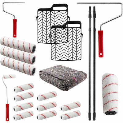 Dema - Profi Maler Farbroller Set 22tlg Streichset Malerset Renovierungsset Abdeckvlies Image