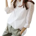 Chemise blanche de bureau pour femmes hauts et chemisiers tunique grande taille chemisier de