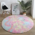 Tapis rond moelleux arc-en-ciel pour chambre d'enfant tapis en fausse fourrure tapis longs en