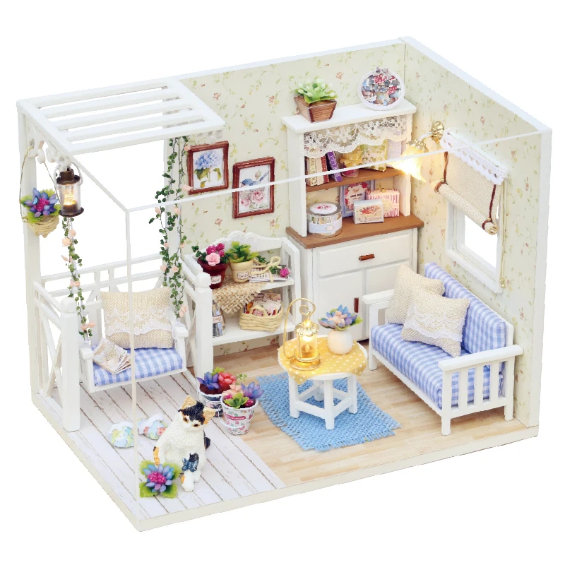 Cutebee-Kit de maison l'inventaire en bois pour enfants, maisons à beurre miniatures avec meubles, lumières LED, cadeau d'anniversaire bricolage