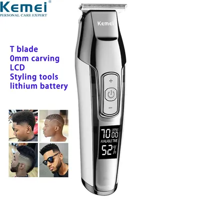 Kemei tondeuse à cheveux professionnelle pour hommes avec écran LCD 0mm appareil électrique pour