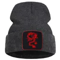 Bonnet en tricot imprimé dragon rouge pour hommes et femmes bonnet en coton Sofe pour adolescents