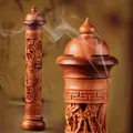 Brûleur d'encens vertical en bois massif de séquoia base pour bâtons d'encens décoration de la