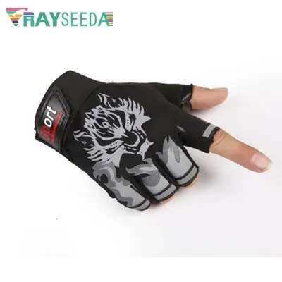 Rayseeda Wolf – gants de levage de poids à la moitié des doigts réglables respirants pour la