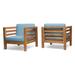 Oana Acacia Wood Club Chairs with Cushions (Set of 2) by Christopher Knight Home